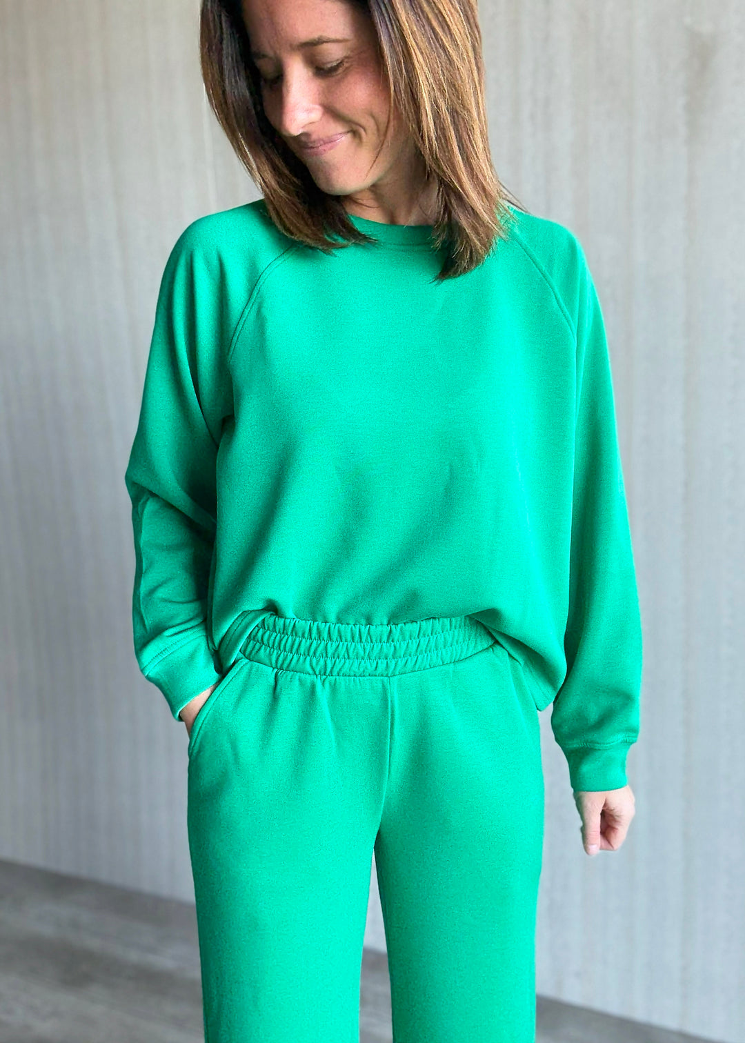 Kelly Green Scuba Crew Neck and Pants Set