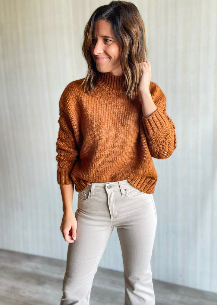 Toffee Mock Neck Sweater