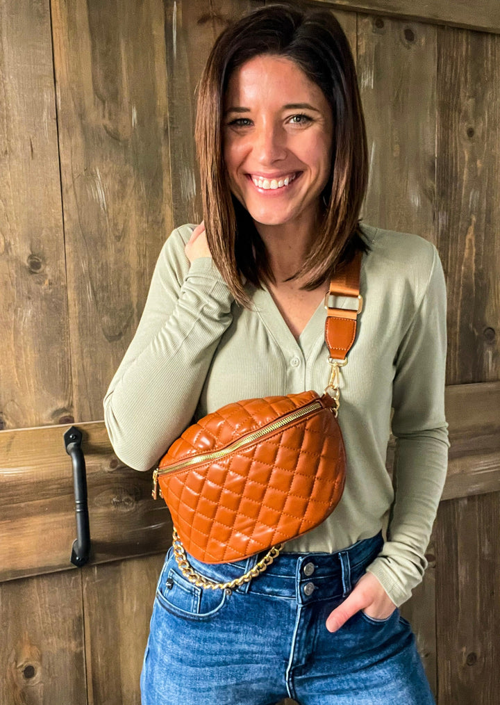 Quilted Crossbody Bag With Chain Strap