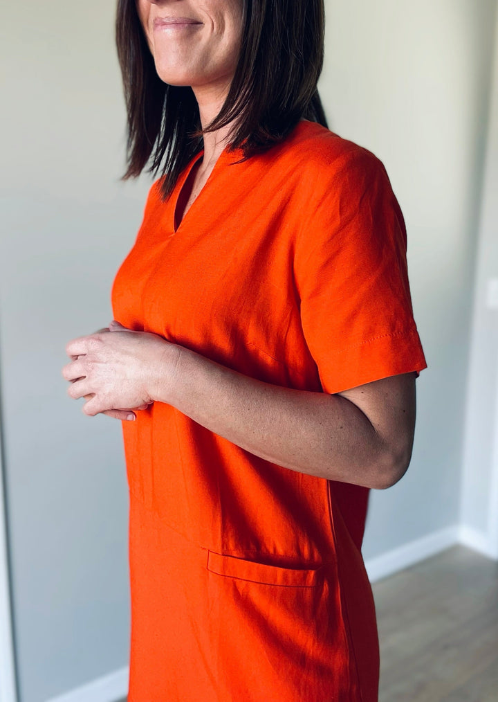 Cute Women's Dresses for Work - Orange Shift Dress