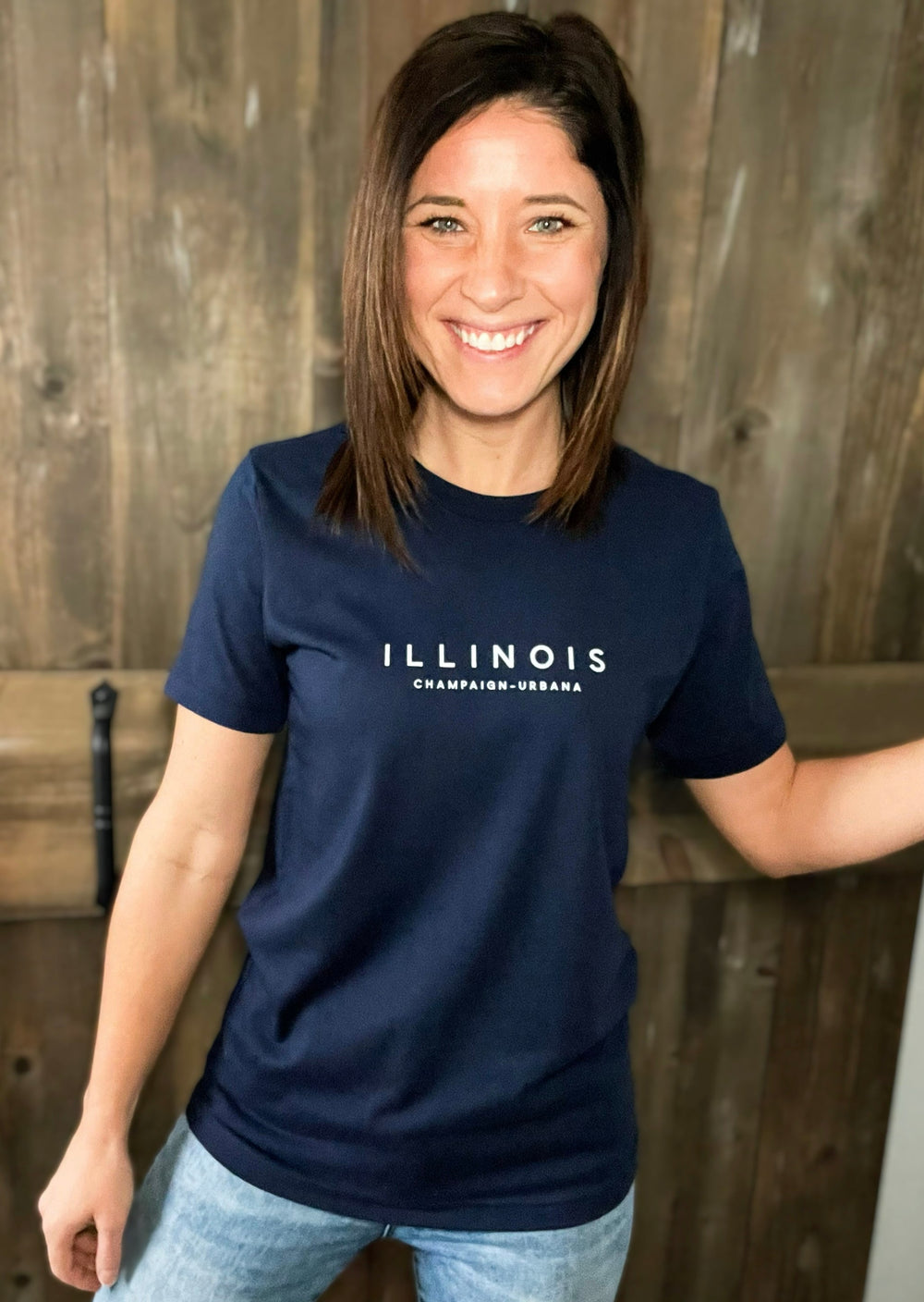 Women's Navy Illinois T-Shirt | Champaign-Urbana | Bella & Canvas