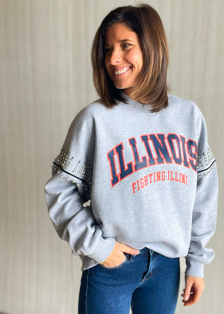 Women's Rhinestone Illinois Fighting Illini Sweatshirt