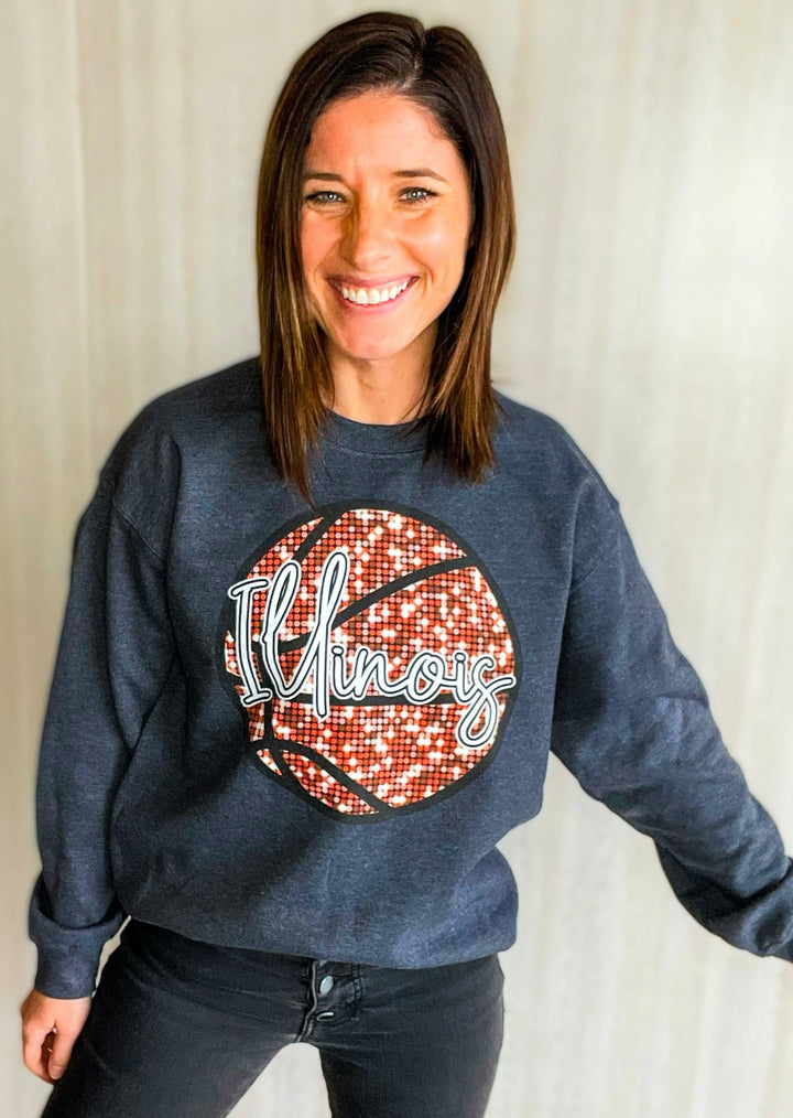 Women's Illinois Disco Basketball Sweatshirt | Champaign-Urbana Boutique Women's Clothing Fanware