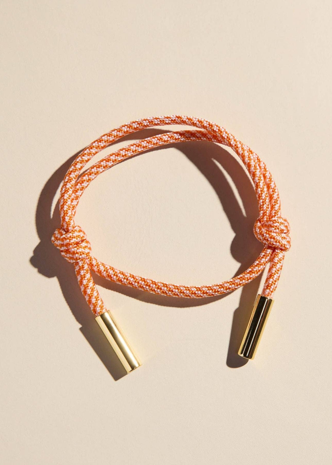 Orange & White Cord Bracelet with gold caps - game day bracelet