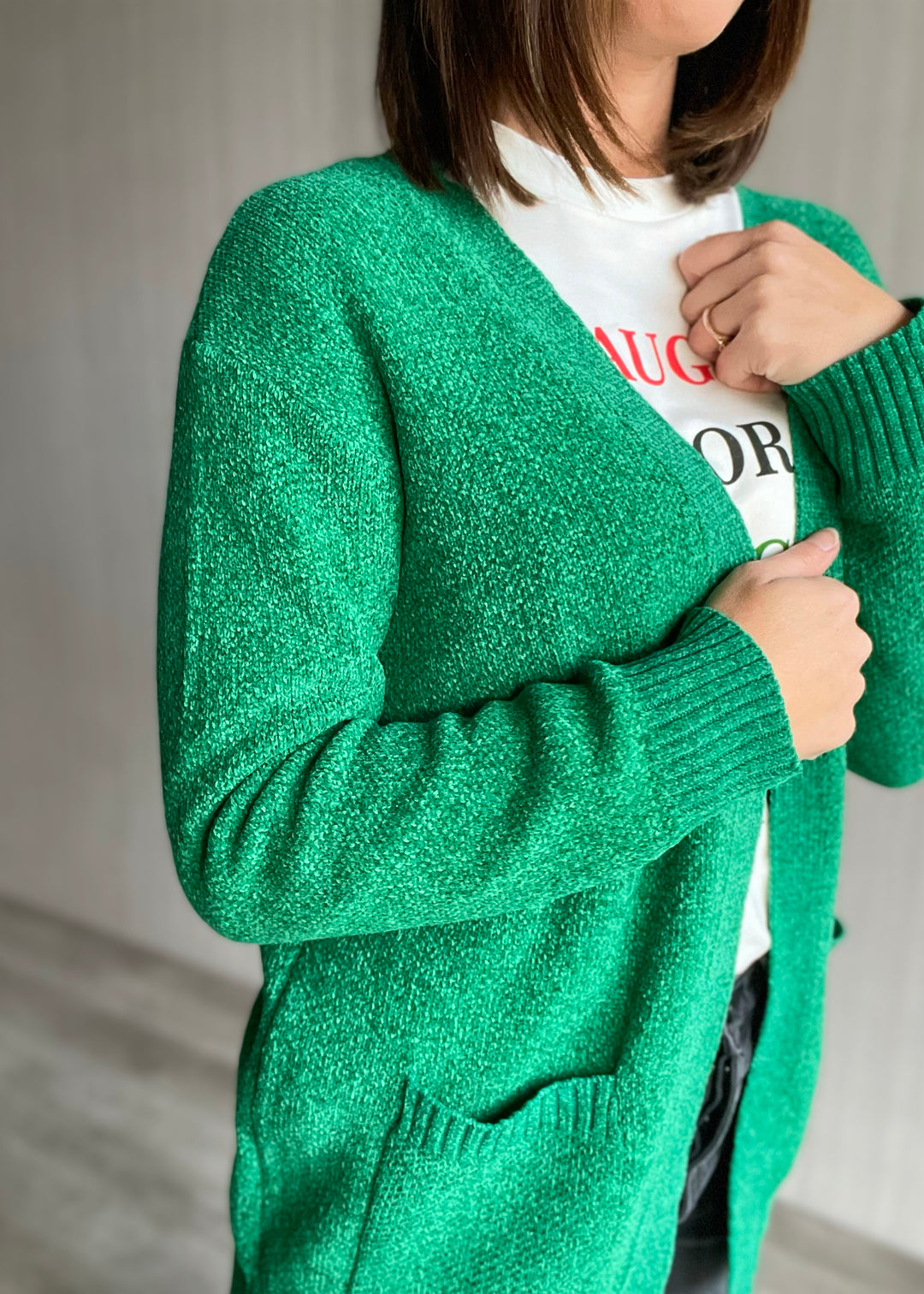 Women's Kelly Green Cardigan