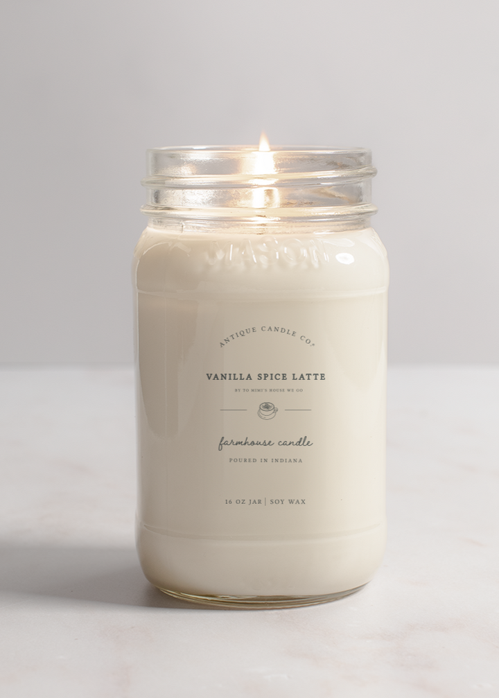 Vanilla Spice Latte - Soy Wax 16 oz Mason Jar Candle