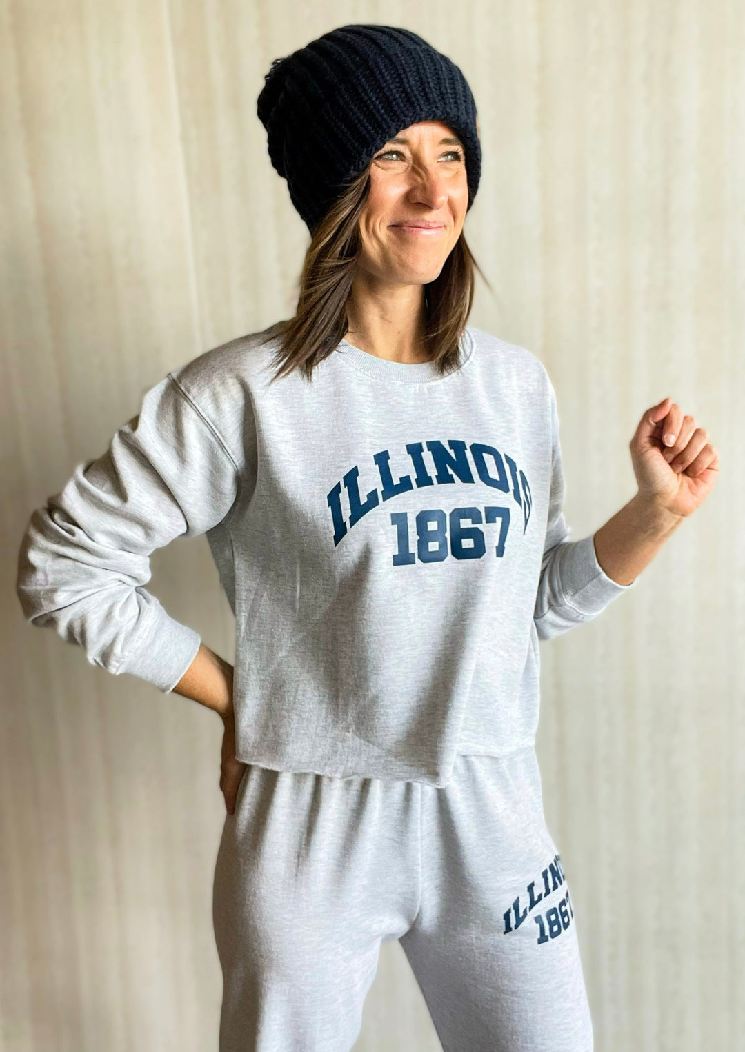 Women's Gray Illinois Cropped Sweatshirt
