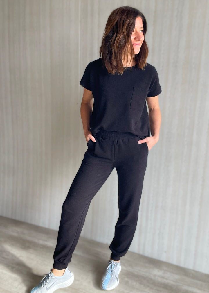 Women's Black Jogger Set  | Comfy Athleisure Lounge Set