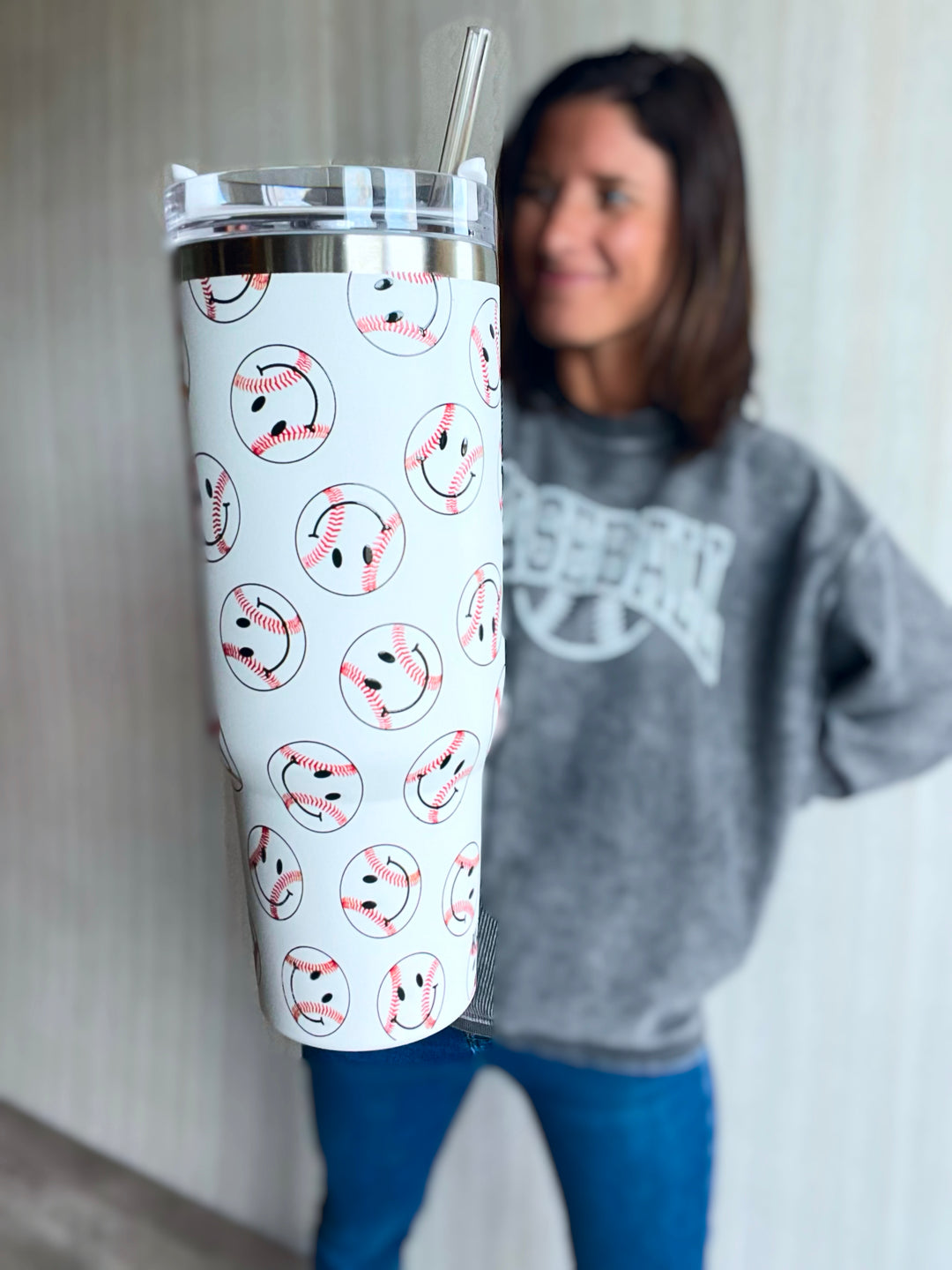 Baseball Happy Face Tumbler | Tumbler for Baseball Games