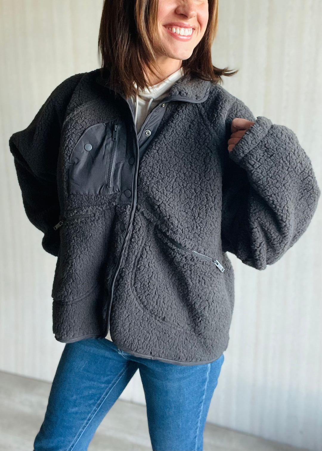 Women's Charcoal Sherpa Jacket