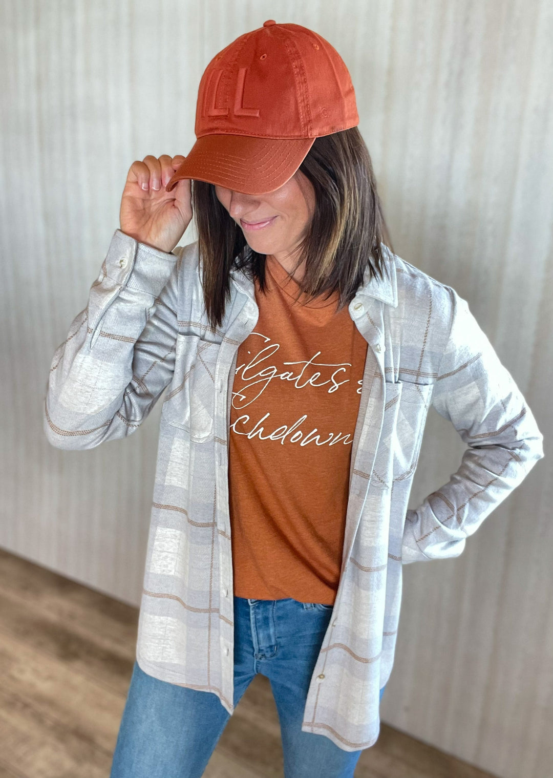Burnt Orange ILL Hat | Illinios Hat for Illinois Games | Central Illinois Women's Clothing Boutique