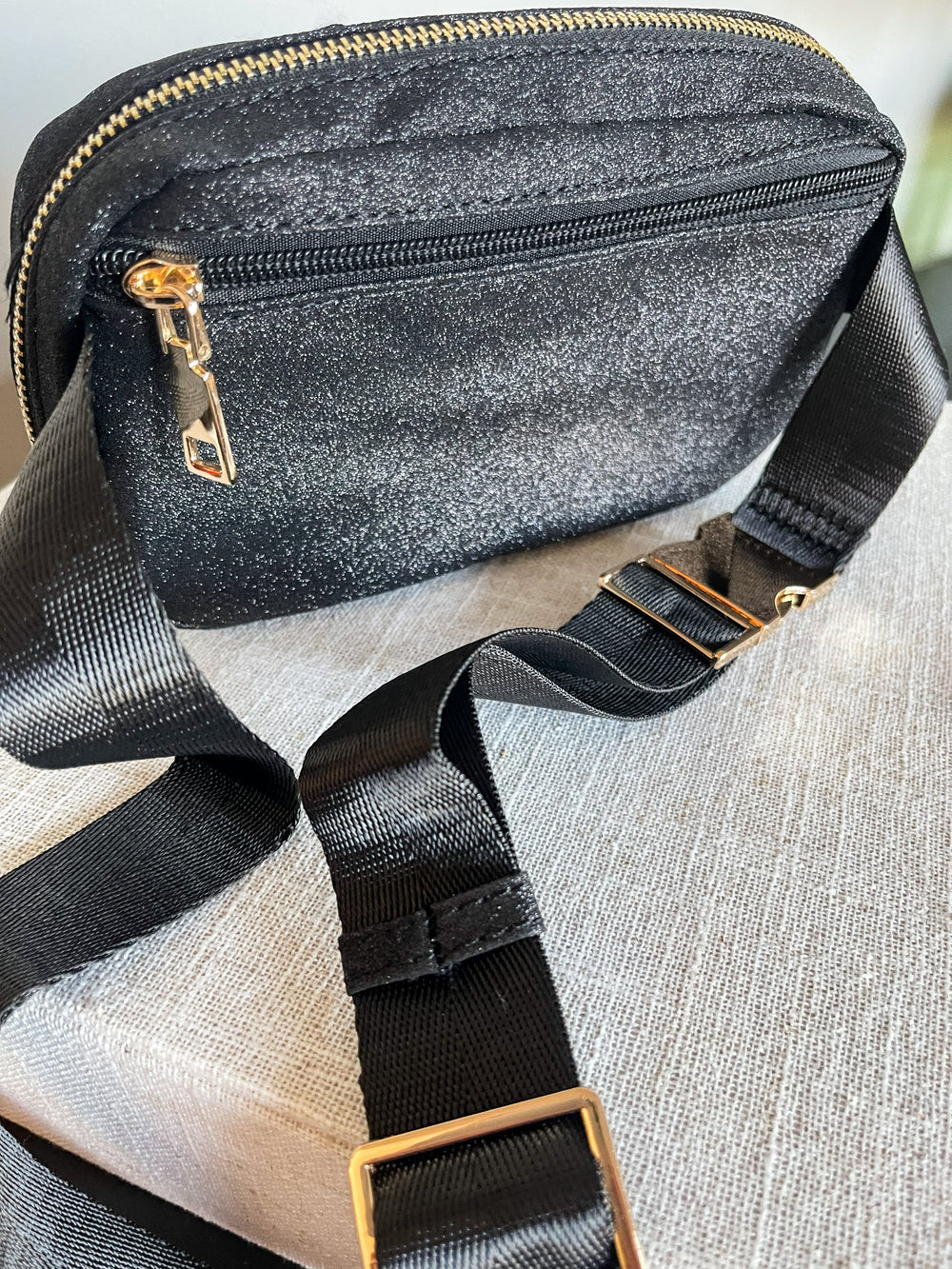 Black Sparkly Belt Bag | Black Sparkly Sling Bag