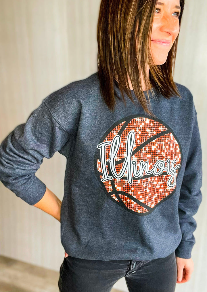 Women's Illinois Disco Basketball Sweatshirt | Champaign-Urbana Boutique Women's Clothing Fanware