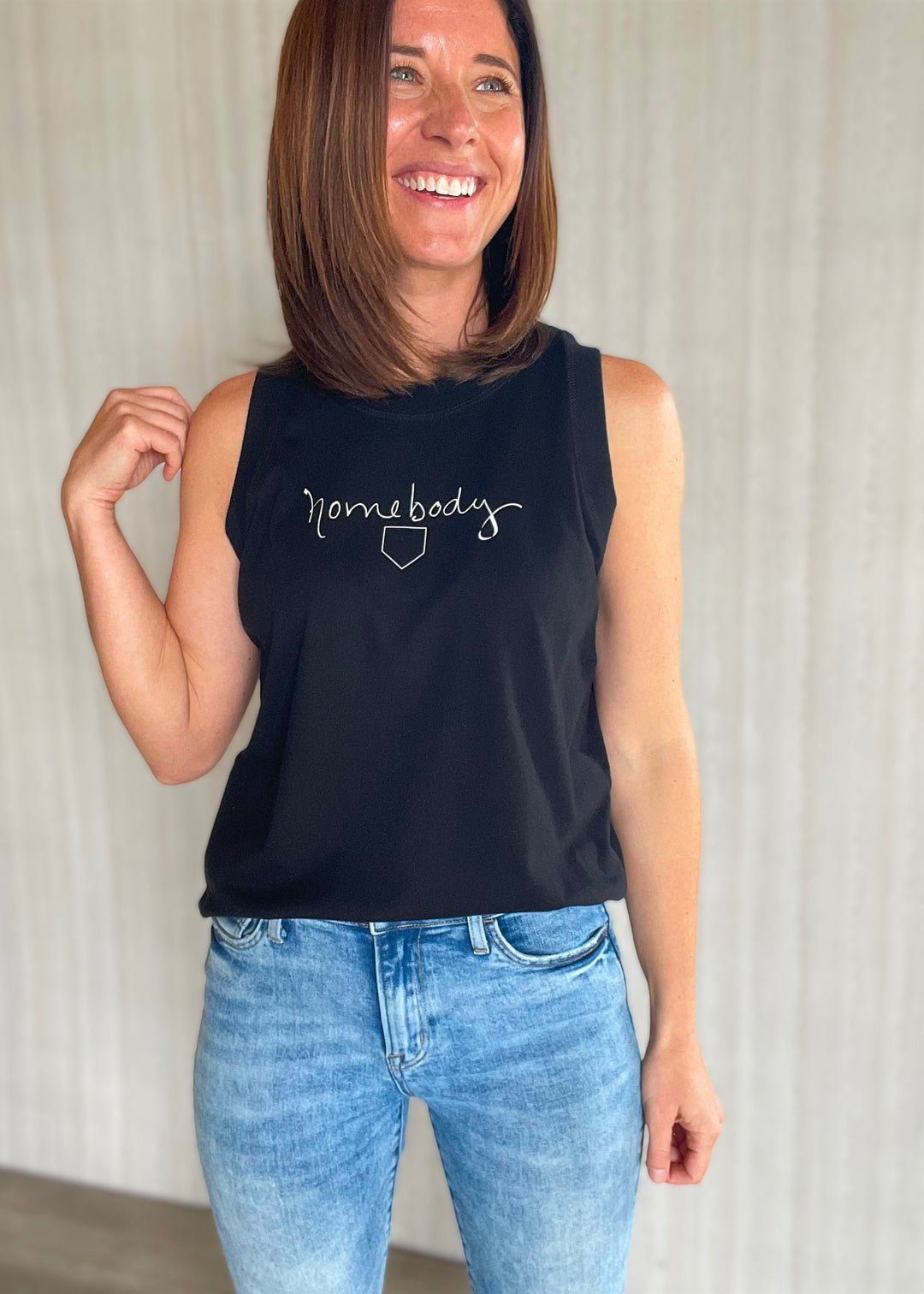 Women's Black Baseball Baseball Homebody Tank Top