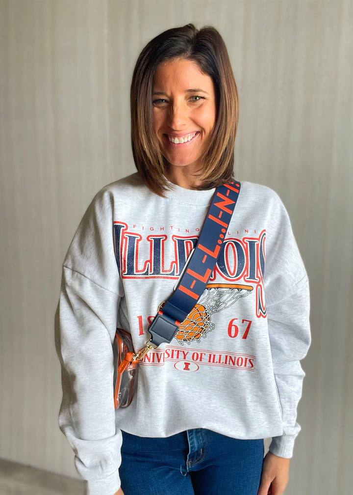 Fighting Illini Illinois Purse Strap navy and orange