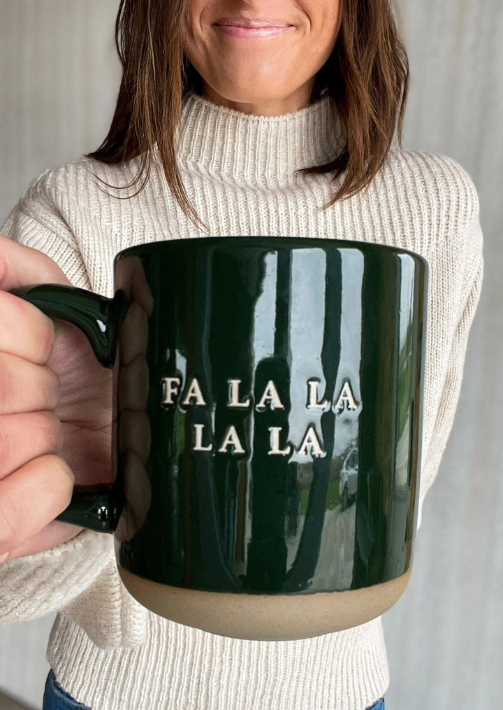 Green Fa la la la la coffee mug