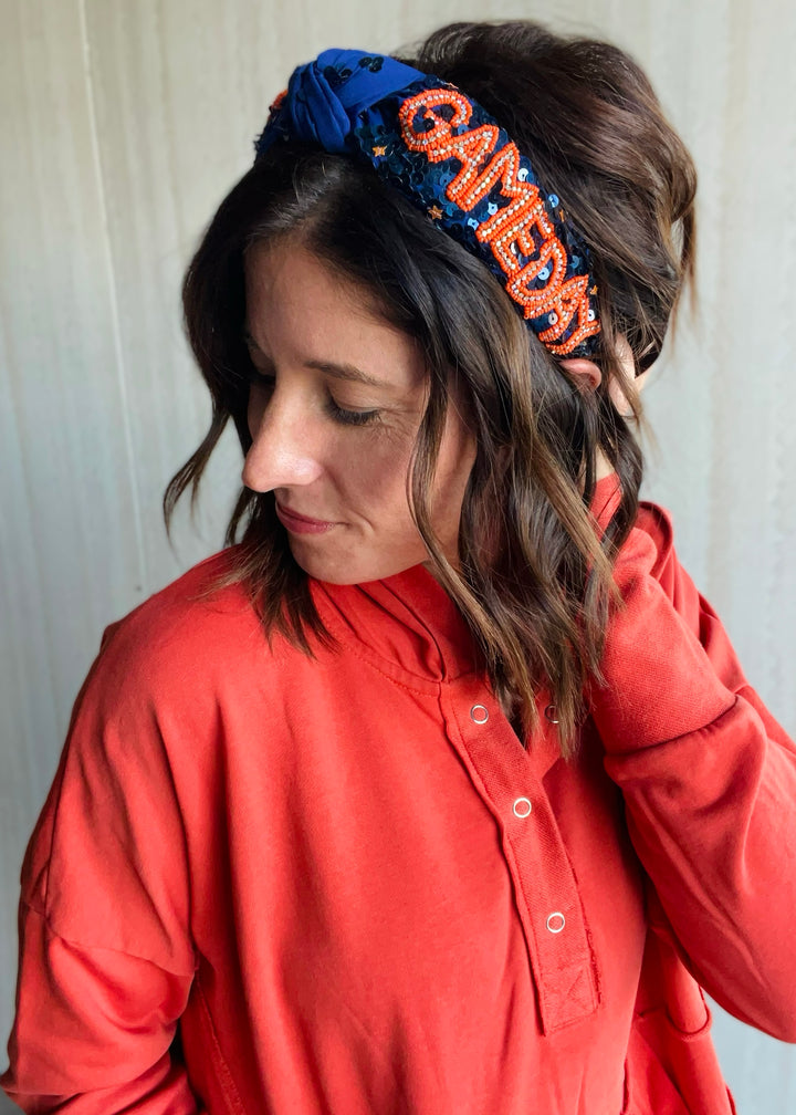 Navy & Orange Game Day Headband