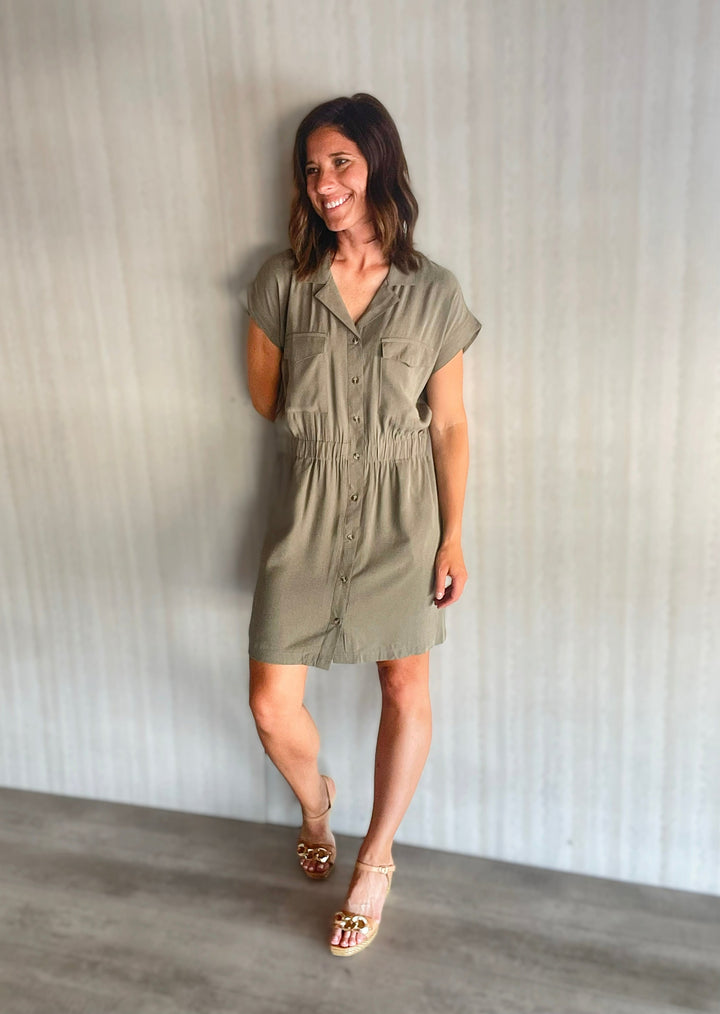 Smokey Olive Maya Dress | Thread & Supply | Work Shirt Dress