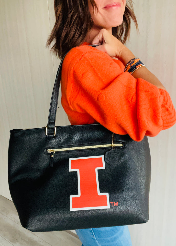 Black Fighting Illini Tote Cooler Bag