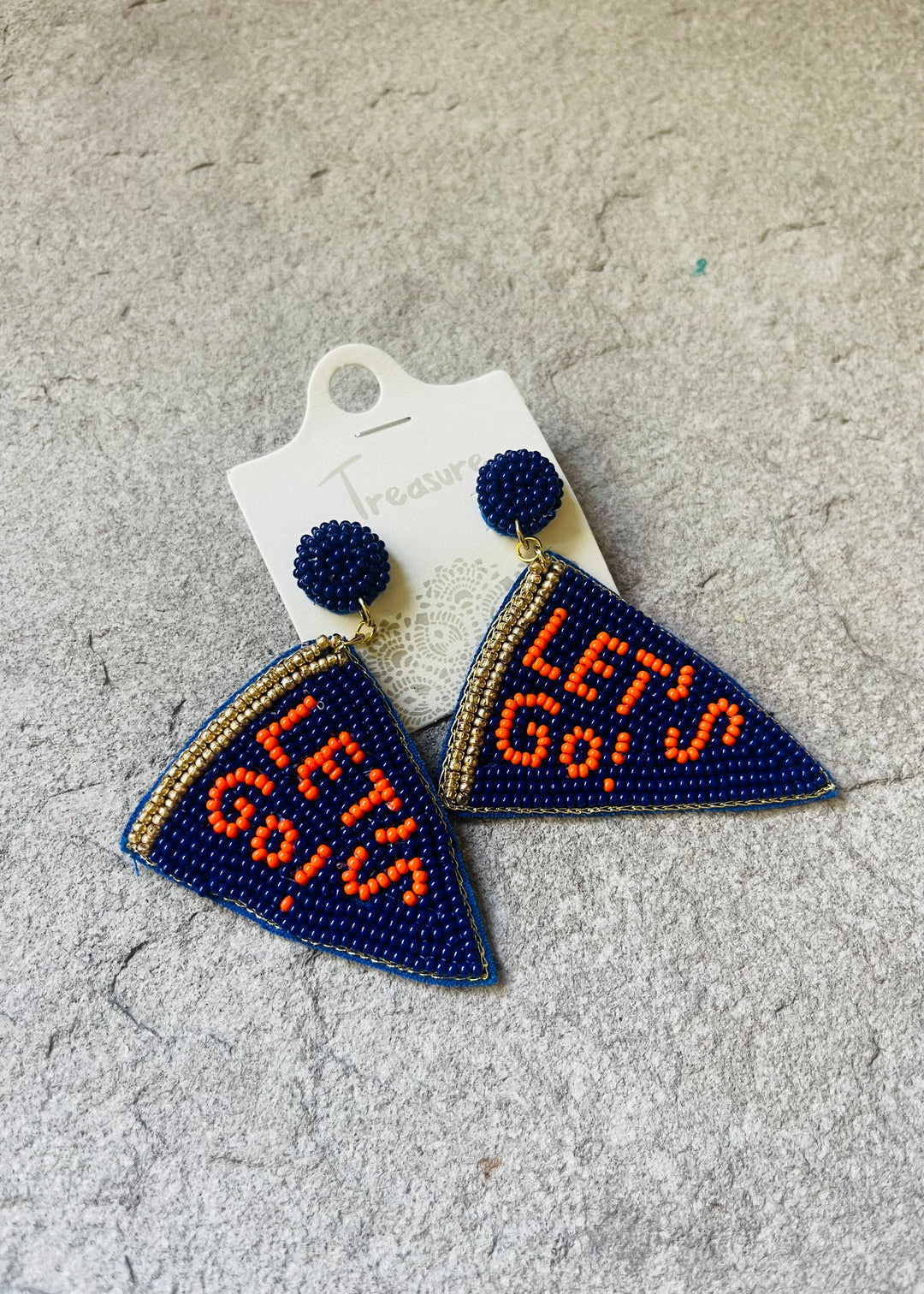 Let's Go Beaded Earrings (Navy and Orange - Perfect for Game Days!)