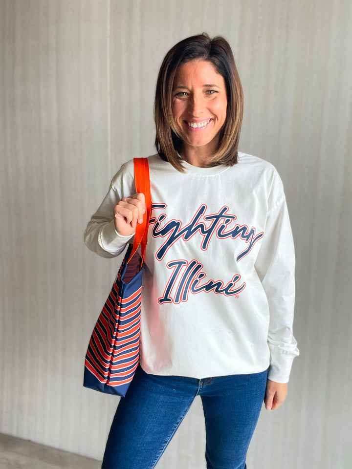 Illini Striped tatum tote bag