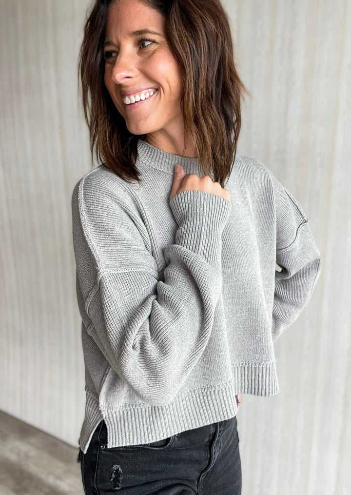 Women's Light Gray Sweater - cropped