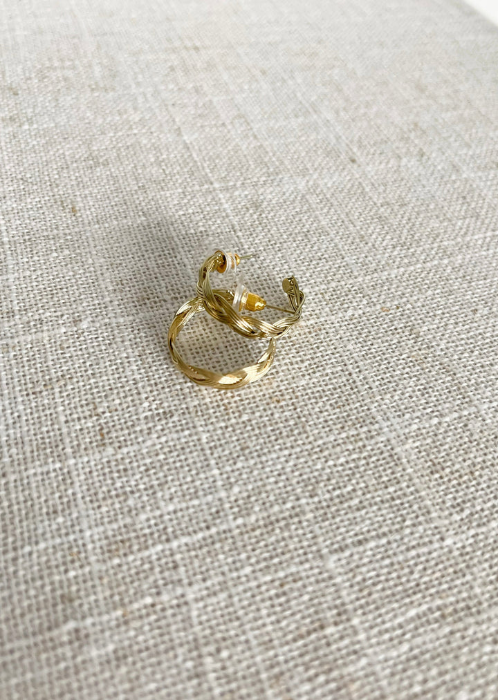 Small Gold Braided Hoop Earrings