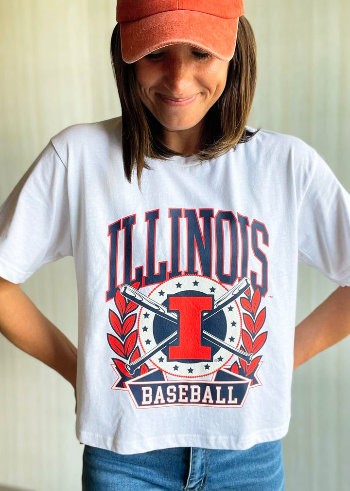 Women's Illinois Fighting Illini Baseball Cropped Tee