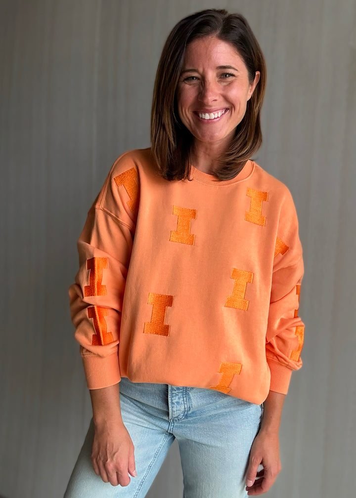 Women's Illinois Varsity "I" Repeat Sweatshirt - Sherbert | Cute Illinois Game Day Outfits