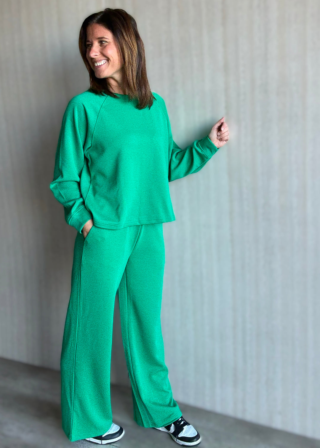 Kelly Green Scuba Crew Neck and Pants Set