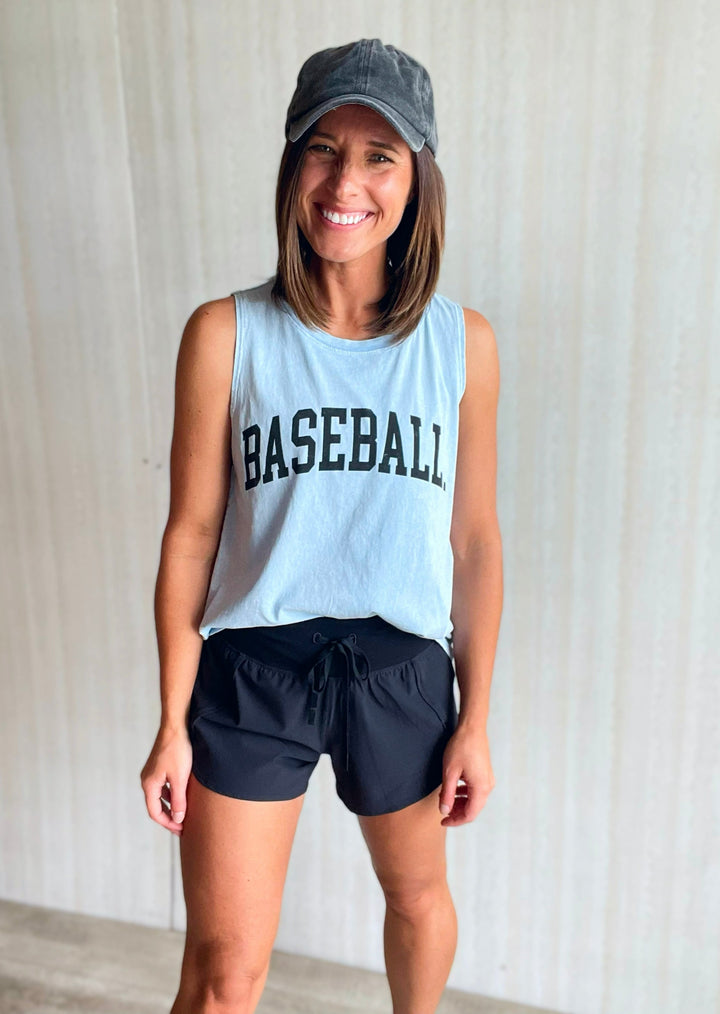 Women's Light Blue Mineral Graphic Baseball Tank