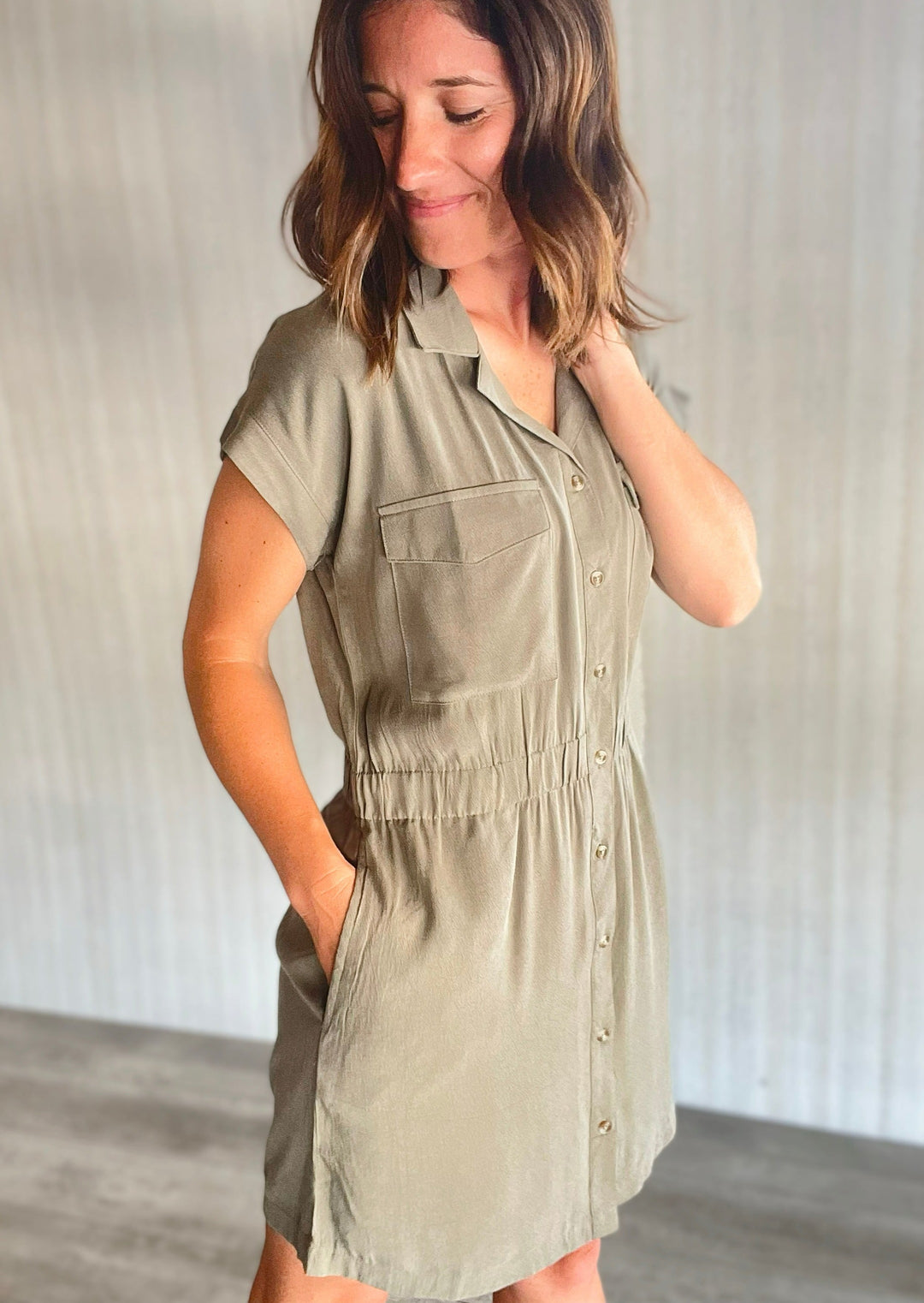 Smokey Olive Maya Dress | Thread & Supply | Work Shirt Dress