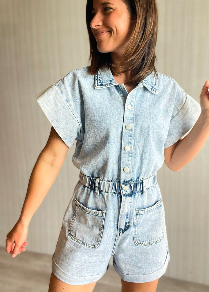 Women's Light Denim Romper | Country Concert Outfit