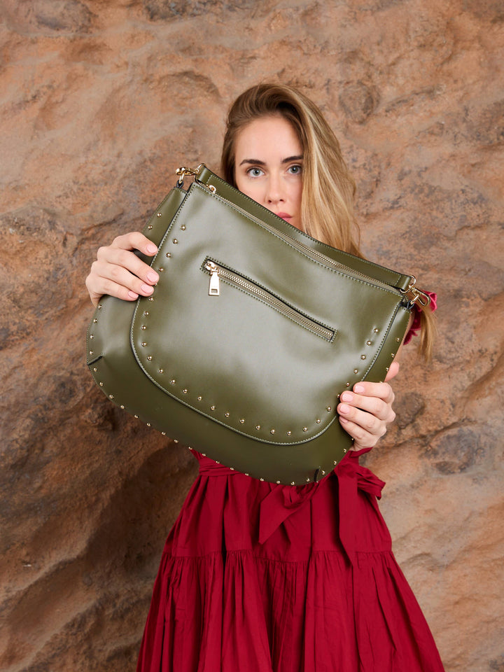 Olive Studded Hobo