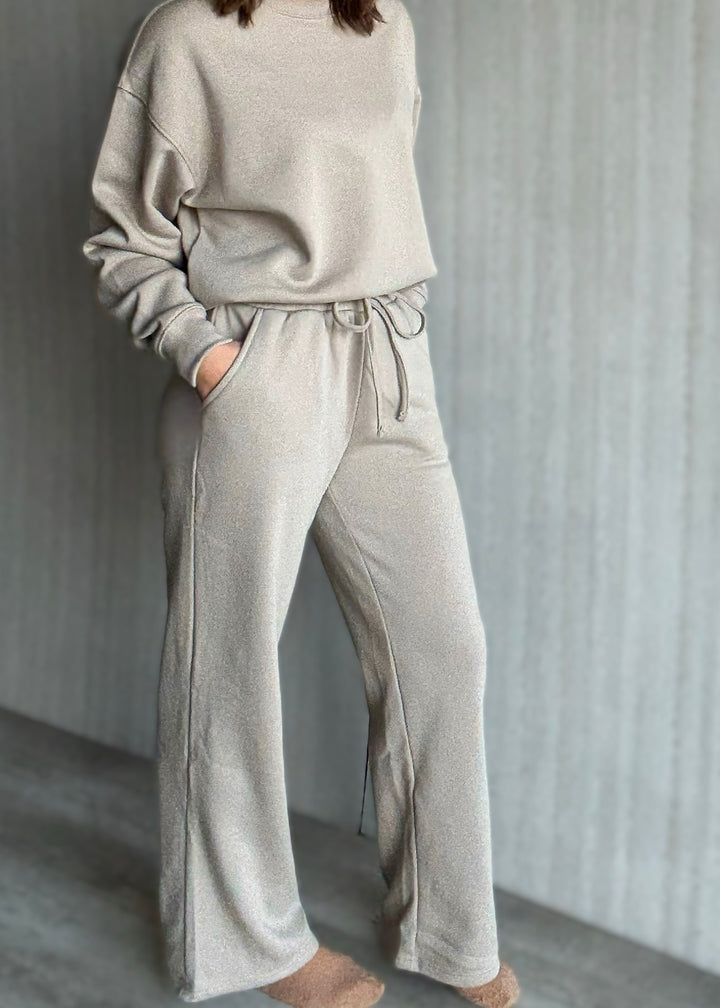 Women's Ash Mocha Fleece Sweatpants Set