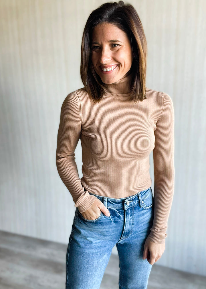 Women's Tan Turtleneck