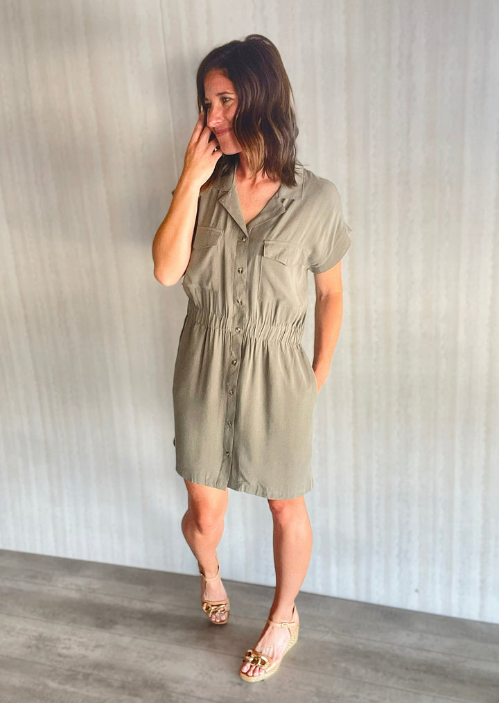 Smokey Olive Maya Dress | Thread & Supply | Work Shirt Dress