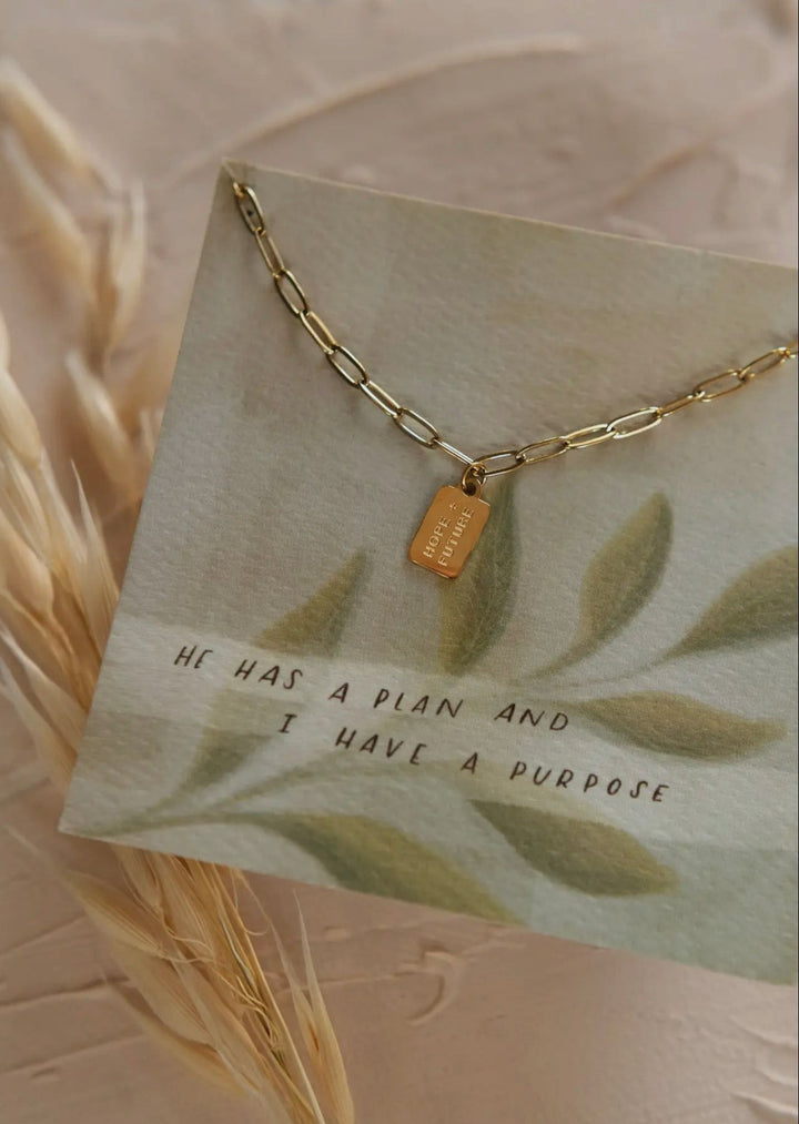 Hope + Future Mini Tag Necklace | Jewelry Necklace Gift for Christians
