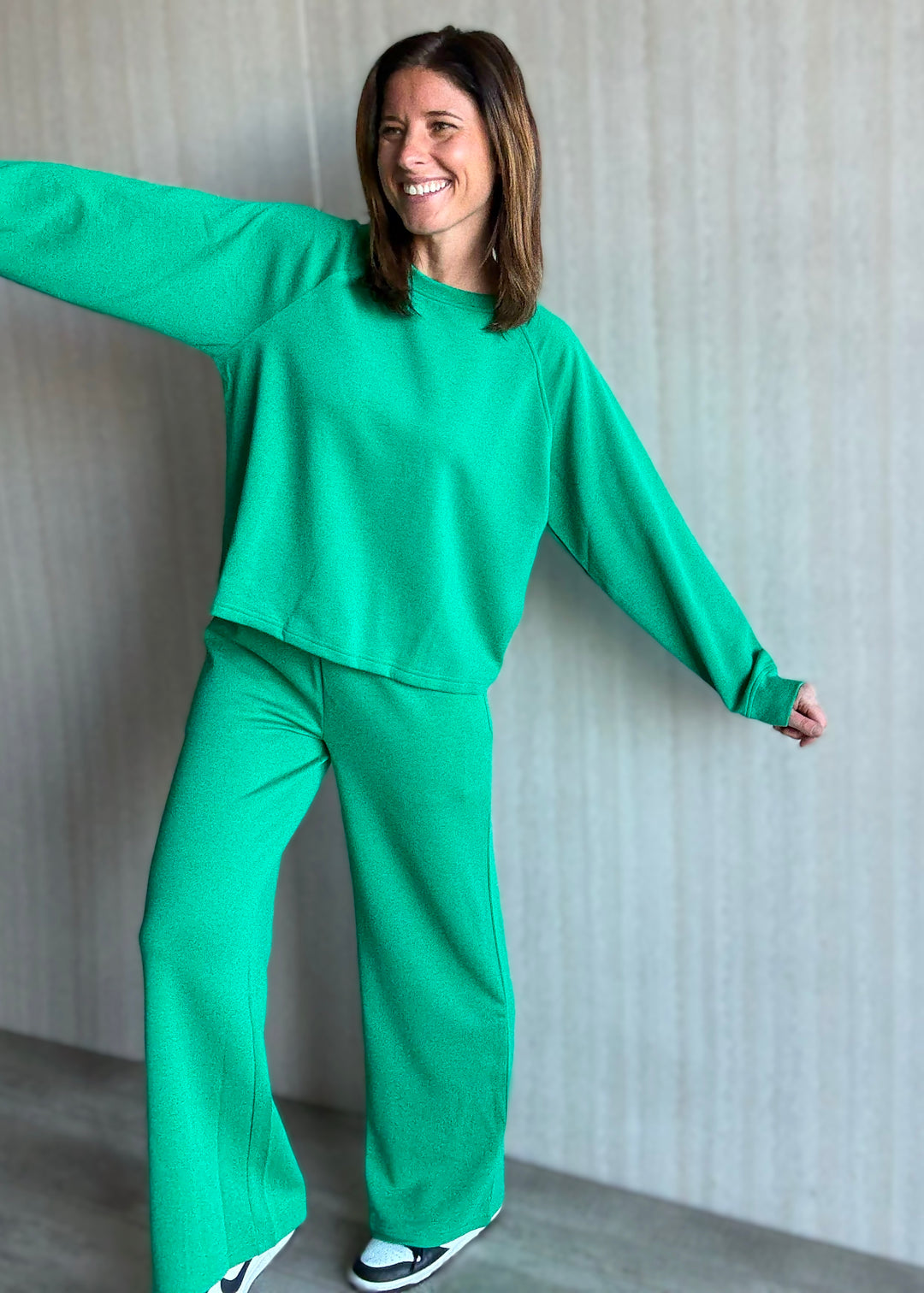 Kelly Green Scuba Crew Neck and Pants Set