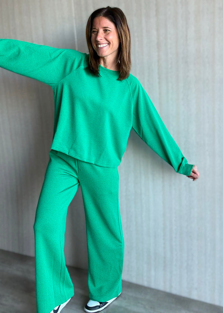 Kelly Green Scuba Crew Neck and Pants Set
