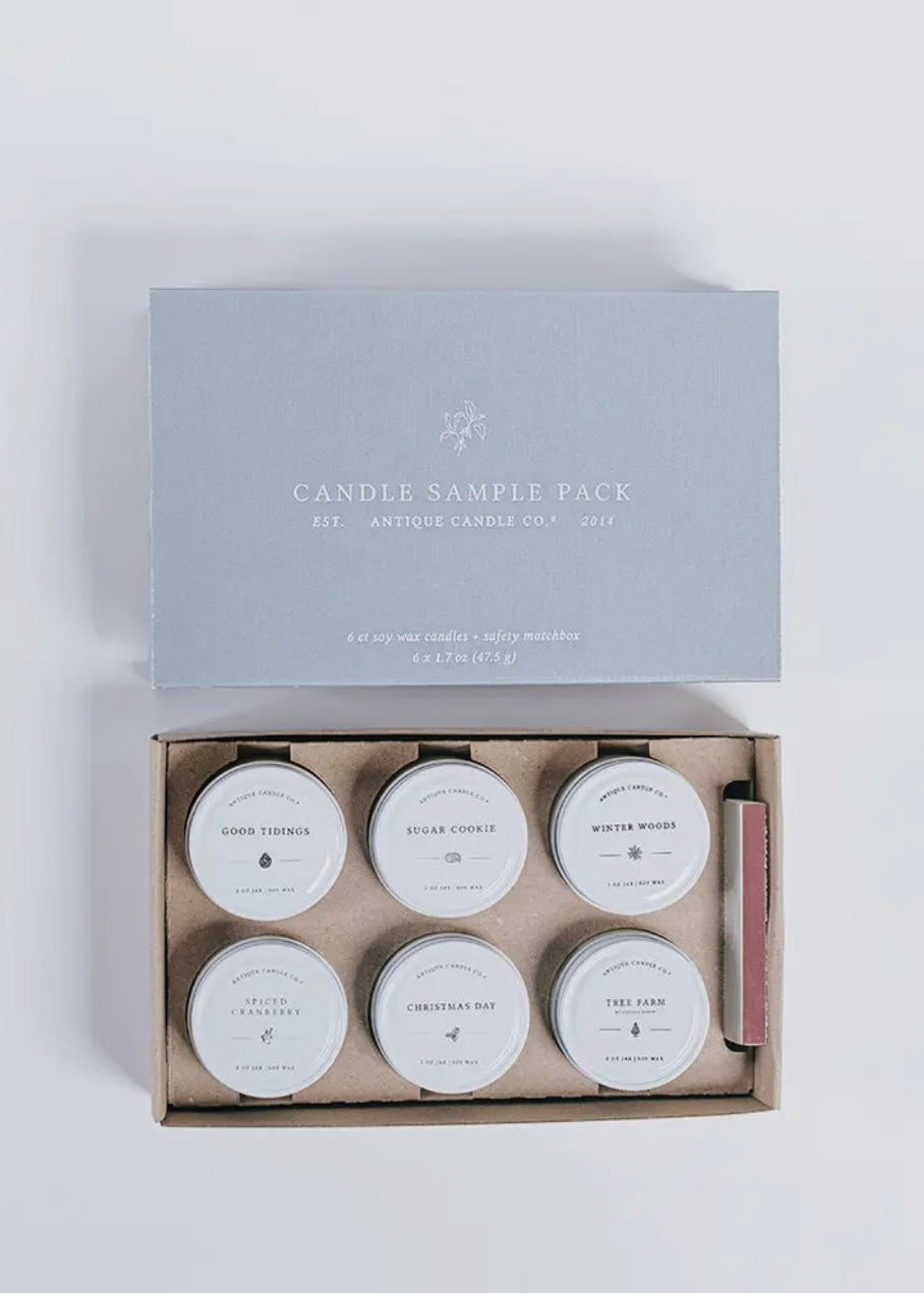 Merry Christmas Candle Sample Pack - Sugar Cookie, Tree Farm, Spiced Cranberry, Christmas Day, etc.