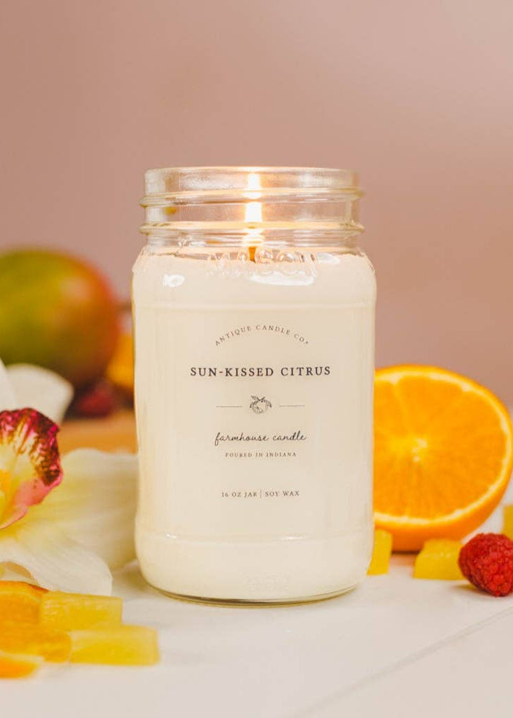 Sun-Kissed Citrus - Soy Wax 16 oz Mason Jar Candle