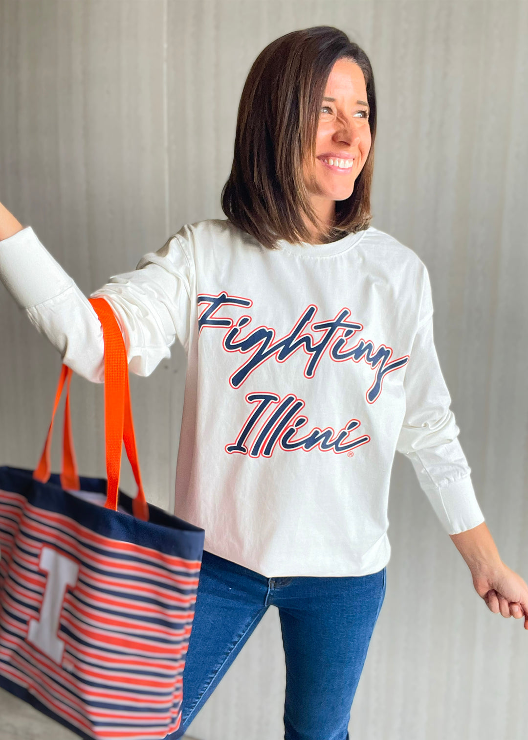 Illini Striped tatum tote bag