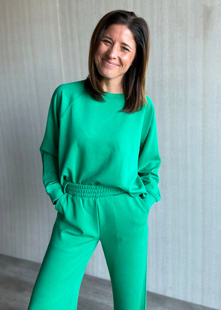 Kelly Green Scuba Crew Neck and Pants Set