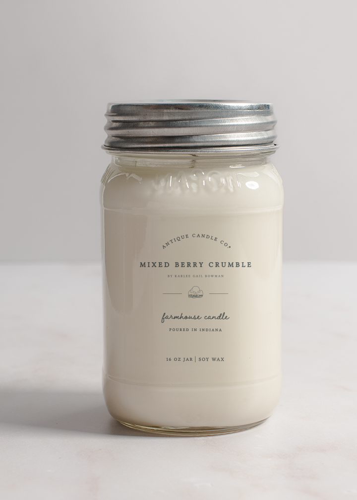 Mixed Berry Crumble - Soy Wax 16 oz Mason Jar Candle