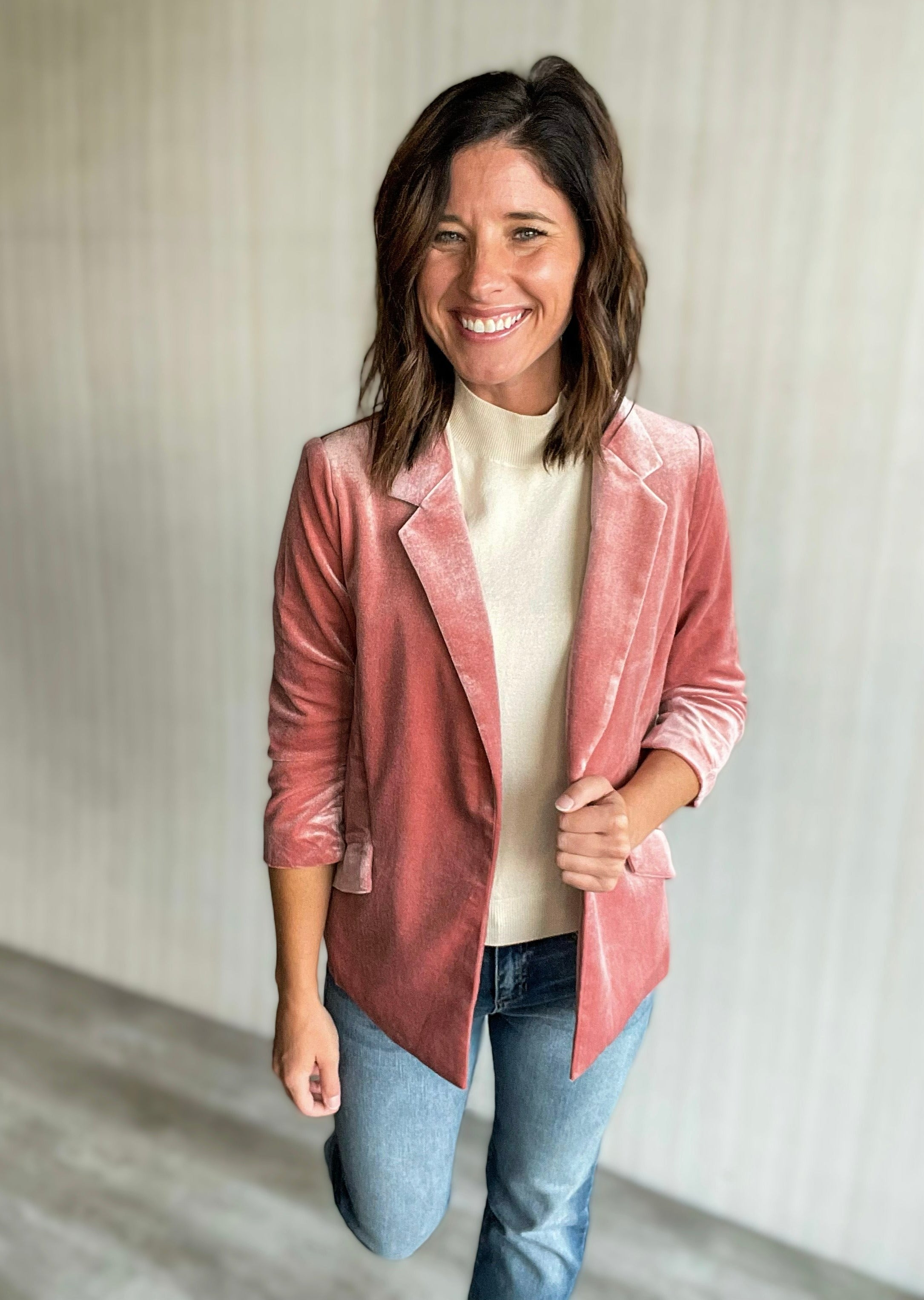 Velvet hotsell pink blazer