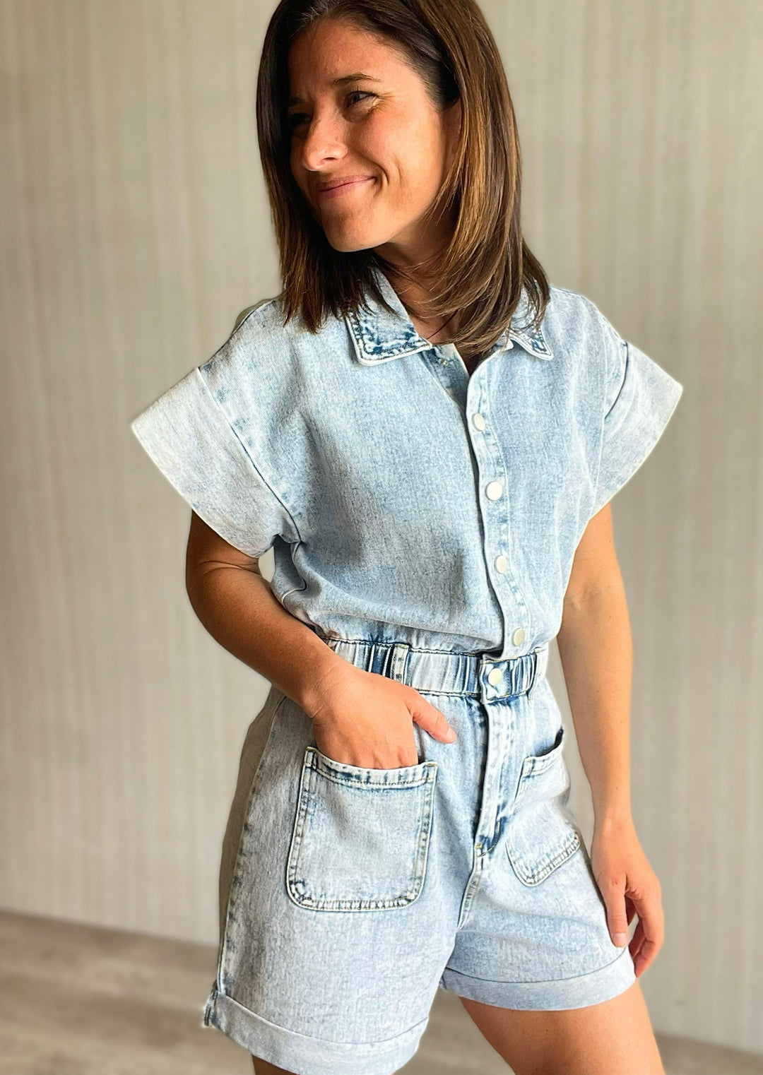 Women's Light Denim Romper | Country Concert Outfit