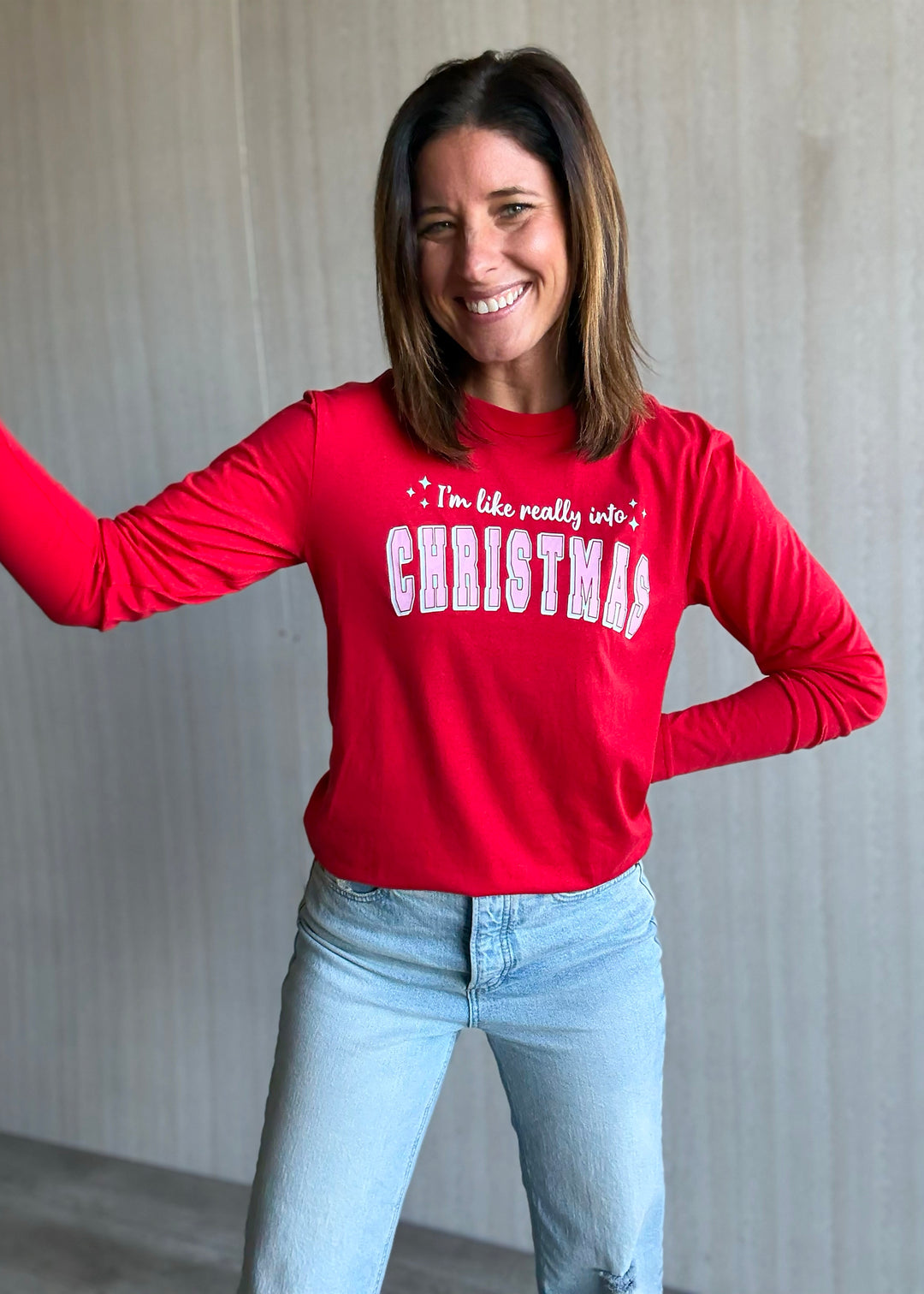 Women's Red Really Into Christmas Long Sleeve T-shirt