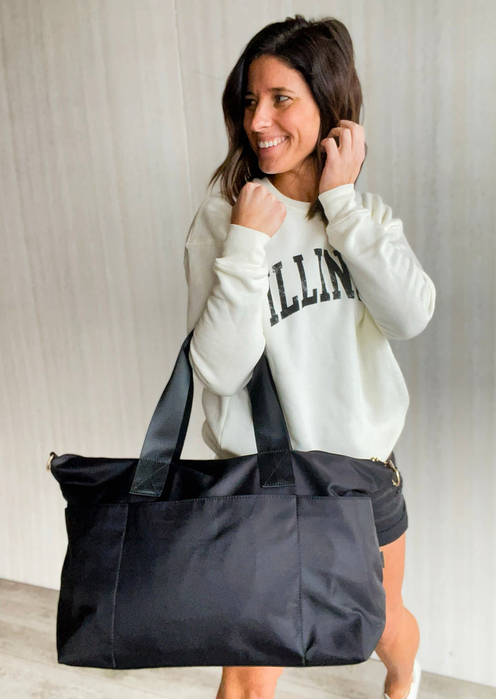 Black Nylon Weekender Bag | Women's Online Boutique in Central Illinois, Embolden