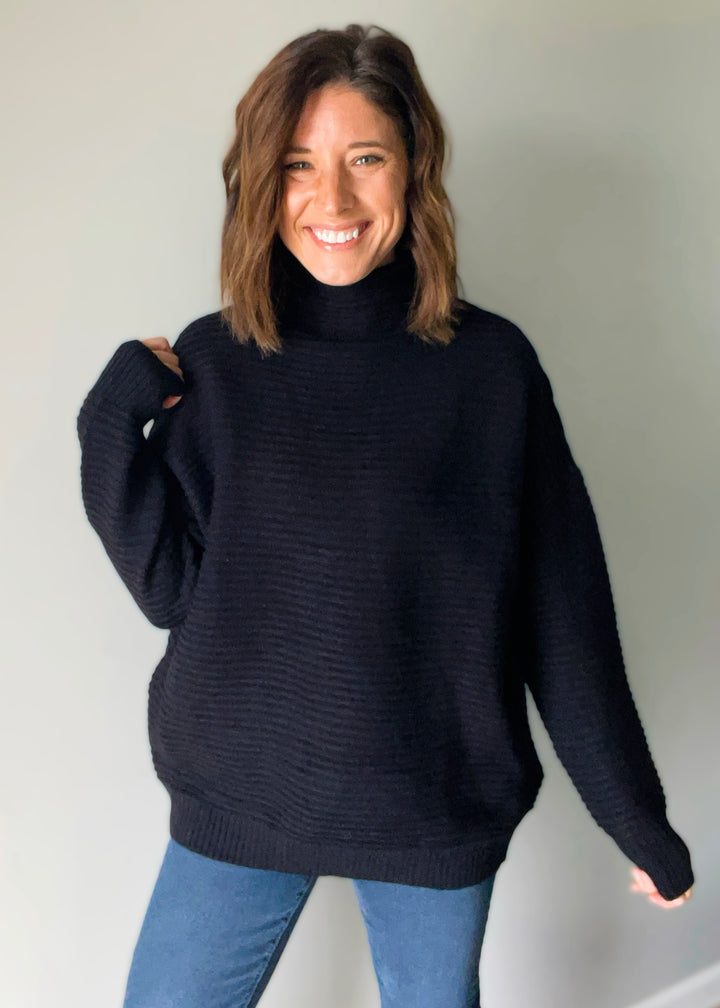 Women's Black Turtleneck Sweater